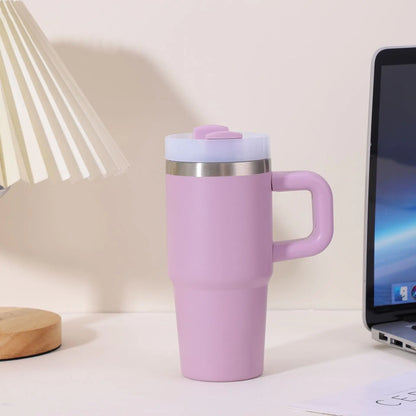 14oz New Double-layer Vacuum Car Cup Large Capacity 304 Stainless Steel Thermal Insulation Cup with Portable Handle Water Cup