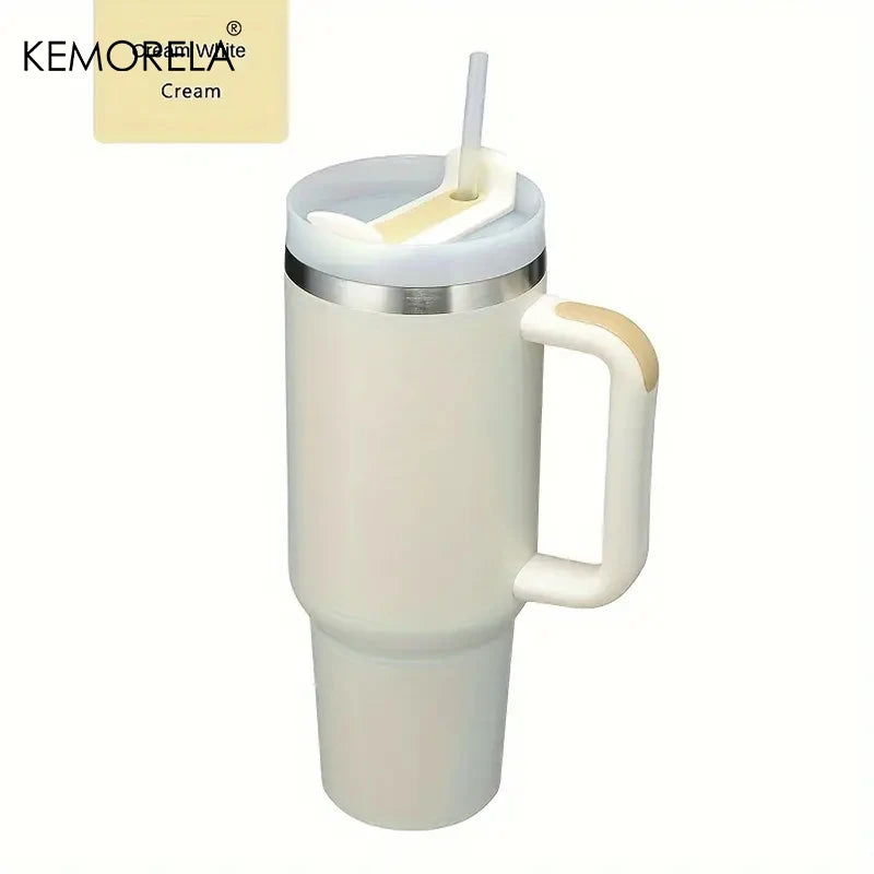 KEMORELA 900ML/1200ML Double Wall Vacuum Insulated Travel Mug with Handle Stainless Steel Water Bottle Leak Proof Hot And Cold