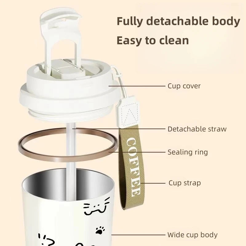 500ML Thermo Cafe Coffee Mug Car LeakProof Travel Thermo Cup Stainless Steel Thermal Water Bottles Vacuum Flask Insulated Cups