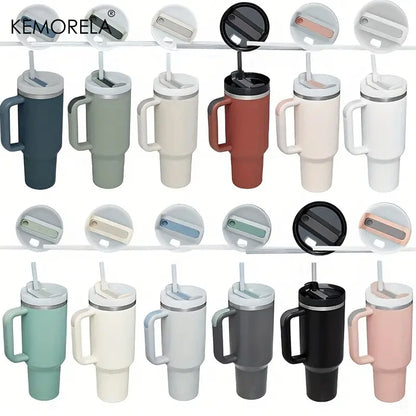 KEMORELA 900ML/1200ML Double Wall Vacuum Insulated Travel Mug with Handle Stainless Steel Water Bottle Leak Proof Hot And Cold