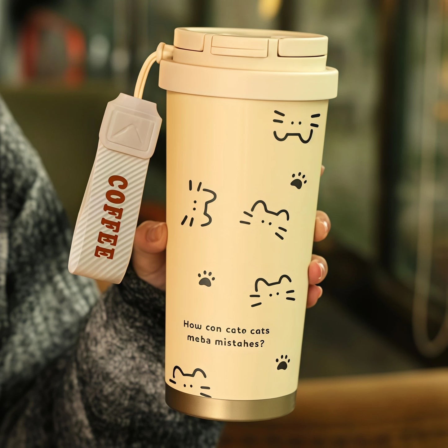 500ML Thermo Cafe Coffee Mug Car LeakProof Travel Thermo Cup Stainless Steel Thermal Water Bottles Vacuum Flask Insulated Cups